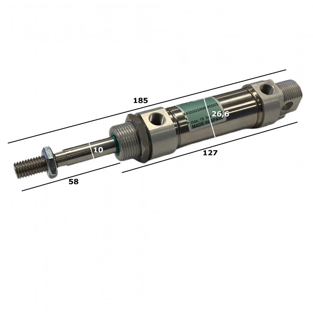 Edelstahlzylinder 25 mm mit Maßangaben Edelstahlzylinder Variomix 25 mm